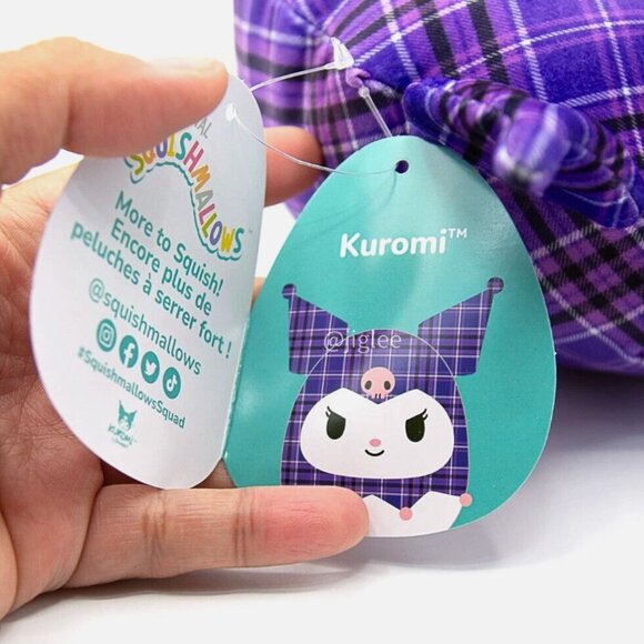 7" Kuromi in Purple Plaid Sanrio Squishmallows/ Jazzwares / KellyToy BNWT - Picture 5 of 6